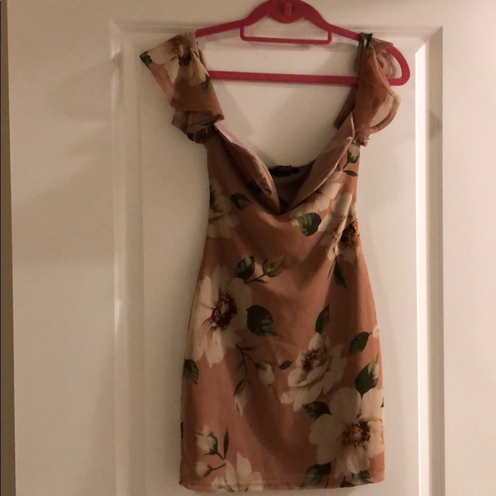 Pink floral mini dress